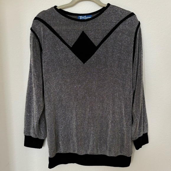 Vintage Toni Lynn Silver Sparkly Sweater Size M/L - Picture 4 of 5